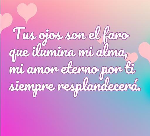 Frase romántica que expresa amor eterno, ideal para compartir con seres queridos, con un fondo colorido y corazones, representando el mensaje de amor en imágenes.
