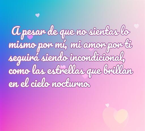 Frase sobre el amor no correspondido, expresando sentimientos incondicionales comparados con estrellas brillando en el cielo nocturno. Ideal para quienes buscan consuelo en el amor no correspondido.