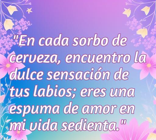 Frase romántica sobre el amor a la cerveza, que expresa la conexión emocional a través de cada sorbo, ideal para artículos sobre citas y frases de amor a la cerveza.