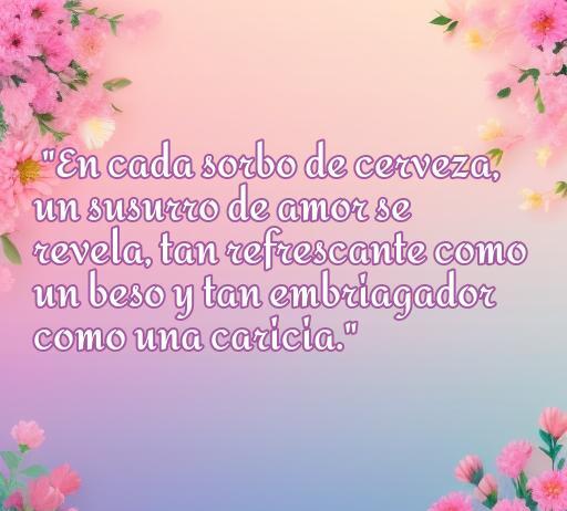Frase romántica sobre la cerveza que evoca amor y frescura, ideal para el artículo 'frases de amor a la cerveza'.