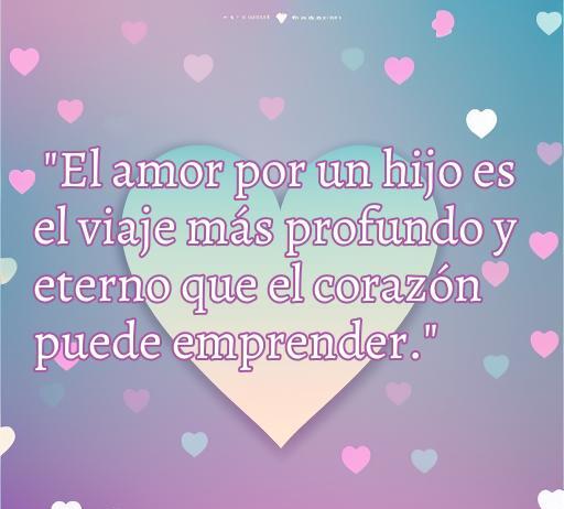 Imagen con frase inspiradora sobre el amor hacia los hijos, destacando que 'El amor por un hijo es el viaje más profundo y eterno que el corazón puede emprender'. Perfecta para acompañar frases de amor a los hijos.