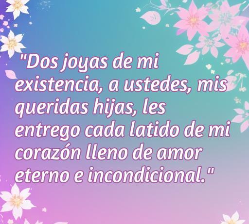 Frase conmovedora que expresa el profundo amor de una madre hacia sus hijas, destacando el amor eterno e incondicional. Frases de amor a mis hijas en un fondo floral armonioso.