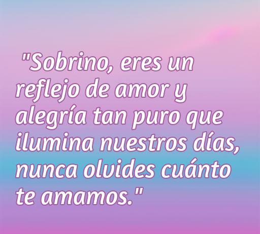 Frase inspiradora de amor dedicada a sobrinos, que destaca la alegría y el cariño que aportan a nuestras vidas. Ideal para acompañar el artículo sobre Frases de amor a tu sobrino.