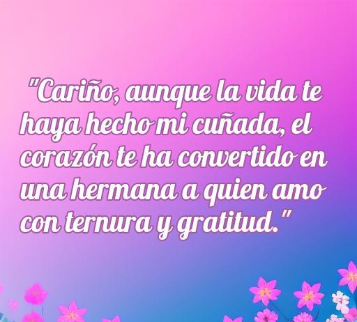 Frase de amor dedicada a una cuñada, expresando ternura y gratitud, ideal para demostrar cariño en relaciones familiares. Frases de amor a una cuñada que fortalecen los vínculos.