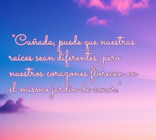 Frase romántica sobre el amor hacia la cuñada, destacando la unión de corazones a pesar de las diferencias. Ideal para compartir mensajes de amor en el contexto familiar y celebrar la relación con una cuñada.