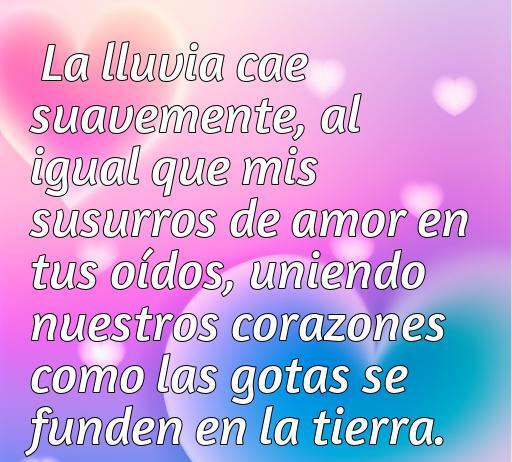 Una hermosa frase de amor sobre la lluvia que dice: 'La lluvia cae suavemente, al igual que mis susurros de amor en tus oídos, uniendo nuestros corazones como las gotas se funden en la tierra.' Este texto evoca la conexión romántica entre el amor y la lluvia, ideal para ilustrar un artículo sobre frases de amor relacionadas con la lluvia.