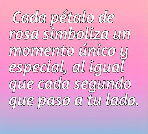 Frase romántica sobre el amor, resaltando que cada pétalo de rosa simboliza momentos únicos, ideal para acompañar fotos de rosas en un artículo sobre frases de amor.