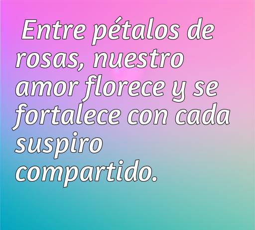 Frase de amor inspiradora sobre el crecimiento del amor entre pétalos de rosas, ideal para acompañar momentos románticos y reflexiones afectivas.