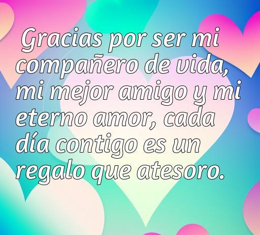 Frase de amor y agradecimiento para tu pareja, destacando la importancia de la amistad y el amor en la relación, ideal para inspirar y compartir sentimientos positivos. Incluye paletas de colores suaves y corazones, representando el amor verdadero.
