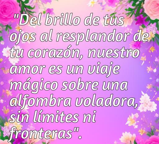 Frase inspiradora de amor de Aladdin con fondo floral, destacando la belleza del amor como un viaje mágico, ideal para frases de amor y citas románticas.