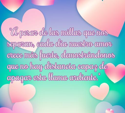 Frase inspiradora sobre el amor a distancia, destacando que a pesar de la separación, el amor crece más fuerte y no hay distancia que pueda apagar la llama del amor. Ideal para artículos sobre frases de amor y relaciones a distancia.