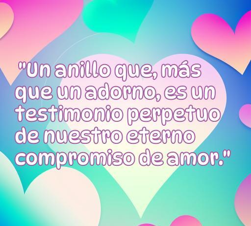 Frase inspiradora sobre el amor y el compromiso, ideal para anillos de compromiso. Refleja la importancia del símbolo del amor eterno.