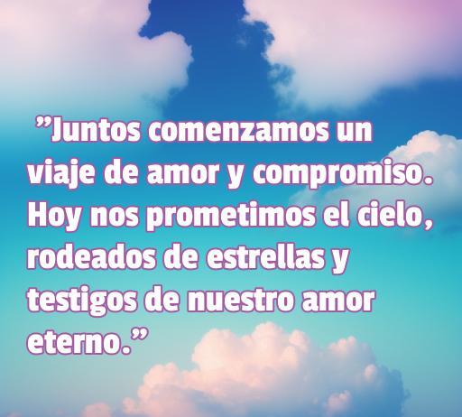 frases de amor boda para whatsapp Frase romántica sobre el amor y el compromiso para bodas, ideal para compartir en WhatsApp. Mensaje inspirador que destaca la eternidad del amor rodeado de estrellas.