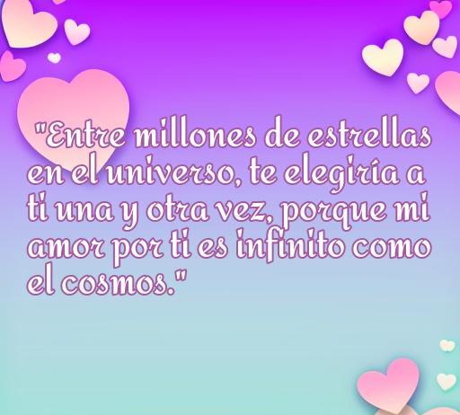 Frase romántica que expresa el profundo amor y la conexión cósmica entre parejas, ideal para acompañar la colección de frases de amor bonitas.