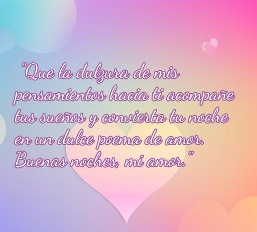 Frase romántica para desear buenas noches, que expresa amor y dulzura, ideal para acompañar a tu pareja en sus sueños.