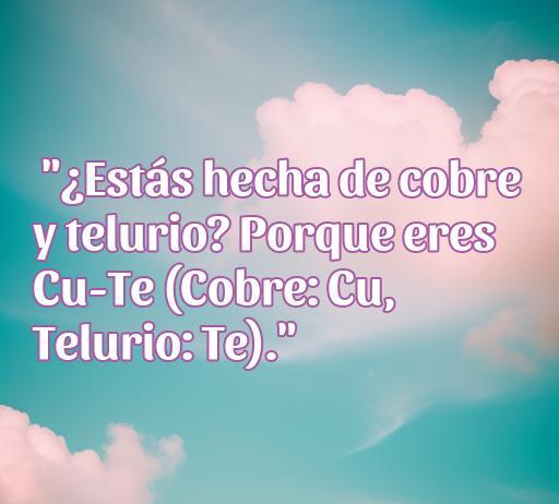 Frase divertida de amor que juega con los elementos químicos para expresar el amor de forma ingeniosa y humorística. Perfecta para acompañar un artículo sobre chistes románticos.