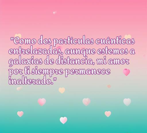 Frase de amor científica que compara el amor con partículas cuánticas entrelazadas, resaltando la conexión eterna a pesar de la distancia. Ideal para el artículo sobre las mejores frases de amor científicas.