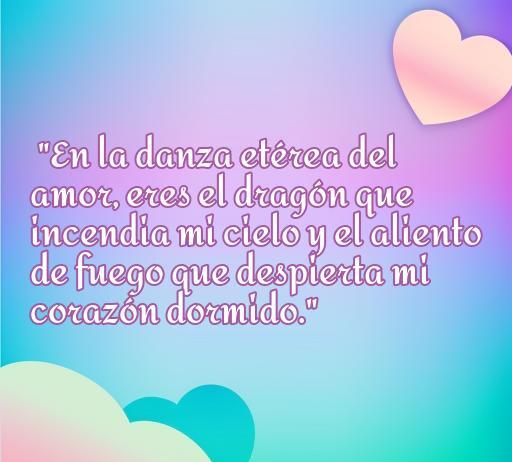 Ilustración con una hermosa frase de amor que menciona dragones, destacando el romance y la pasión. Ideal para el artículo 'frases de amor con dragones'.