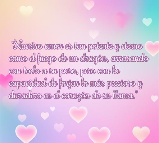 Frase inspiradora de amor con dragones que dice: 'Nuestro amor es tan potente y eterno como el fuego de un dragón...' para el artículo sobre frases de amor con dragones.