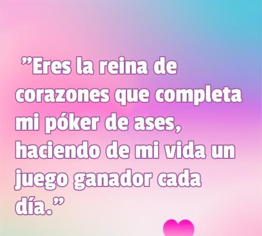 Frase de amor inspiradora combinando el tema del póker, que expresa cómo el amor transforma la vida en un juego ganador. Ideal para artículos sobre frases románticas y amorosas, especialmente vinculadas al póker.