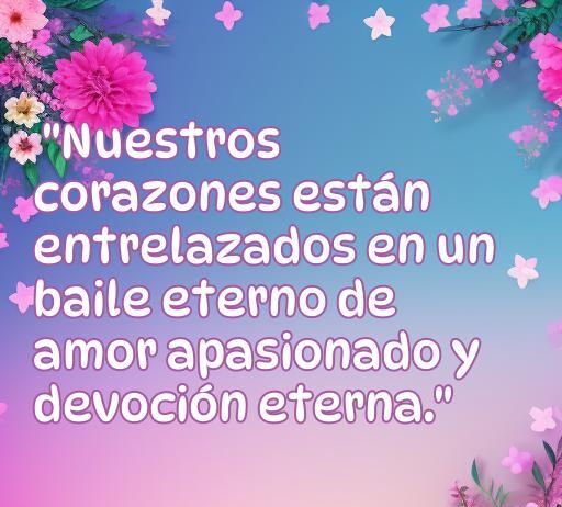 Frase de amor con corazones entrelazados: 