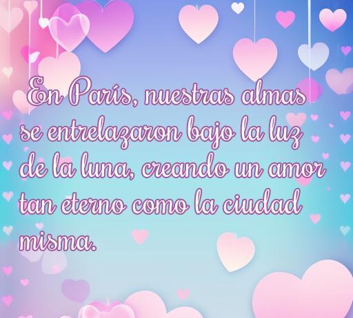Frase de amor romántica con la palabra París, destacando el amor eterno bajo la luna en la ciudad del amor. Ideal para inspirar y compartir en frases de amor.