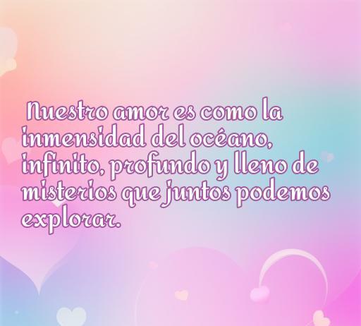 Frase inspiradora sobre el amor comparándolo con la inmensidad del océano, resaltando su profundidad y misterio. Ideal para frases de amor con referencias al mar.
