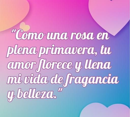 frases de amor con rosa Frase romántica sobre el amor con rosa, destacando la belleza y fragancia que aporta el amor, perfecta para complementar el artículo 'Frases de Amor con Rosa'.