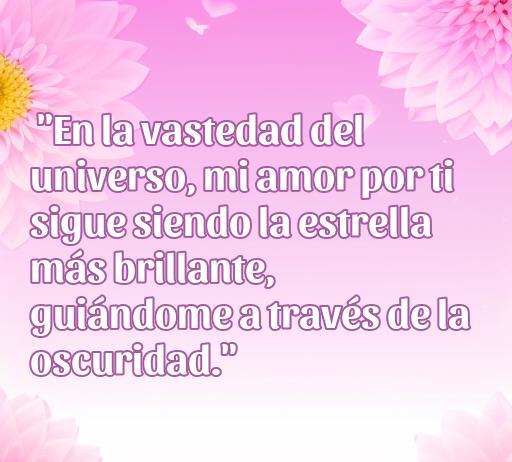 Frase inspiradora de amor sobre la conexión en el universo, destacando el amor eterno y la guía en momentos oscuros. Frases de amor copiloto para expresar sentimientos profundos.