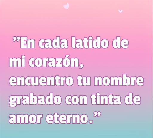 Frase de amor corta y discreta que expresa la conexión emocional profunda y el amor eterno, ideal para compartir momentos románticos.