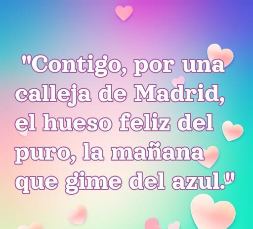 Frase de amor de Joaquín Sabina en un fondo colorido con corazones, destacando la poesía romántica y las letras emotivas de sus canciones. Ideal para ilustrar un artículo sobre las frases de amor de Joaquín Sabina.