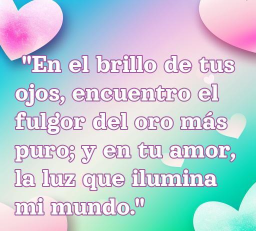 Frase de amor iluminada por oro y luces que expresa la belleza del amor y la conexión emocional entre dos personas.