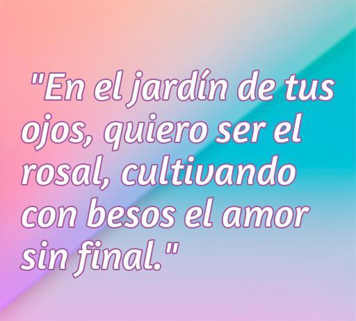 Frase de amor que expresa el deseo de cultivar un amor eterno, ideal para el artículo 'Frases de Amor de Rima'. Contiene un bello mensaje sobre el amor y la conexión romántica.