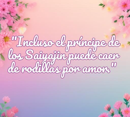 Frase inspiradora de amor de Vegeta que destaca la vulnerabilidad incluso del príncipe de los Saiyajin. Ideal para amantes de Dragon Ball y frases románticas.