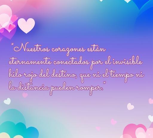 Frase romántica sobre el hilo rojo del destino, destacando la conexión eterna entre corazones. Ideal para ilustrar el artículo sobre las frases de amor del hilo rojo.