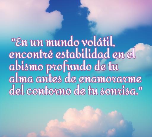Frase romántica sobre amor demisexual en un paisaje de nubes, que expresa la conexión emocional y la estabilidad en el amor.