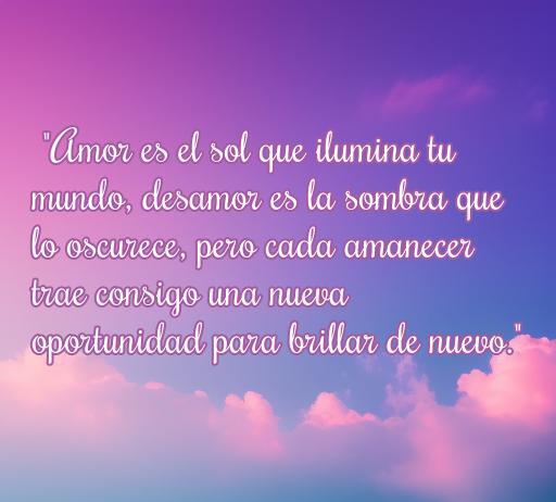 Frase inspiradora sobre el amor y el desamor en un hermoso fondo de nubes. Reflexiona sobre la luz del amor y las oportunidades tras el desamor. Ideal para artículos sobre frases de amor, desamor y reflexiones profundas.