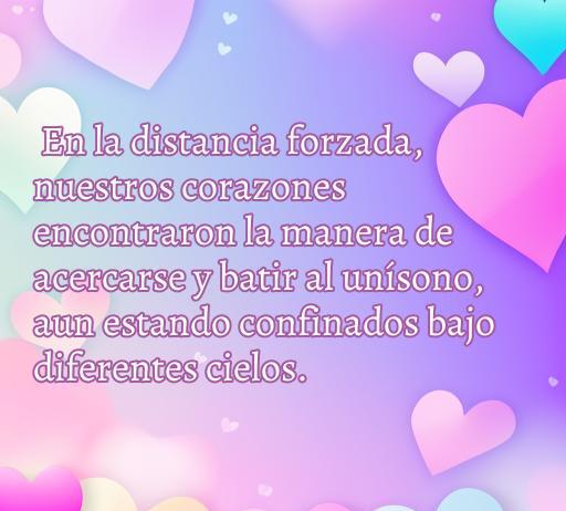 Ilustración romántica con corazones de colores y una frase sobre el amor durante el confinamiento, destacando cómo los corazones pueden unirse a pesar de la distancia, perfecta para el artículo sobre las mejores frases de amor en tiempos de confinamiento.