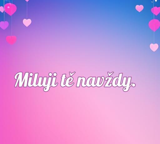 frases de amor en checo Frase romántica en checo que dice 'Miluji tě navždy', sobre el amor eterno, ideal para compartir mensajes de amor en checo y celebrar sentimientos románticos.