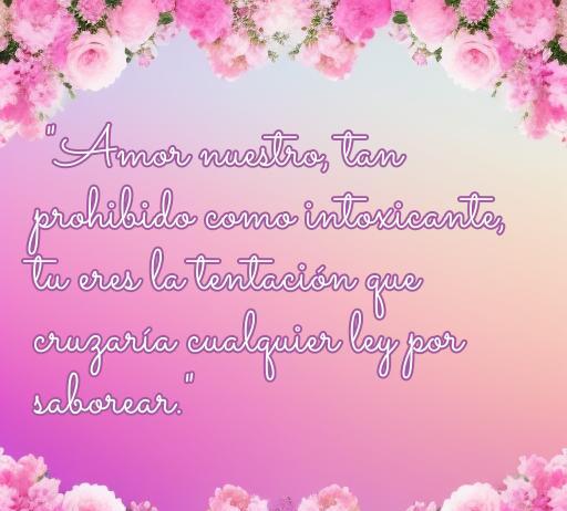 Frase de amor prohibido sobre la tentación y el deseo, destacando la intensidad de un amor que desafía las normas. Ideal para ilustrar el tema de citas románticas y frases de amor ilegales.