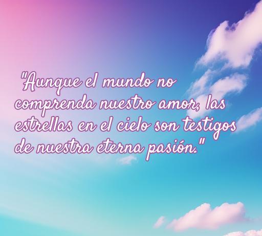 Frase inspiradora sobre el amor incomprendido que refleja la importancia de los sentimientos verdaderos, destacando la conexión eterna entre dos personas y la belleza del amor bajo el cielo.
