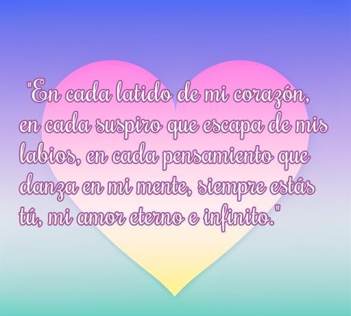 Frase de amor infinito para novio, con un diseño de corazón rosa y un fondo suave. La frase expresa el amor eterno y profundo que siente hacia su pareja, ideal para aquellos que buscan inspiración romántica. SEO: amor infinito, frases de amor para novio, citas románticas.