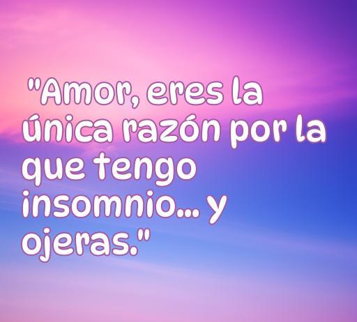 frases de amor irónicas Frase irónica sobre el amor que dice: 'Amor, eres la única razón por la que tengo insomnio... y ojeras.' Ideal para quienes buscan frases de amor divertidas e irónicas.
