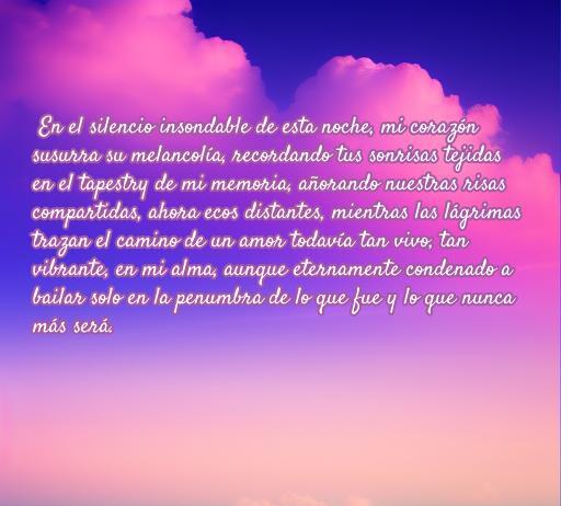 Una imagen con una frase melancólica sobre el amor, destacando la tristeza y el recuerdo, ideal para acompañar un artículo sobre Frases de amor largas y tristes. La combinación de nubes y tonalidades suaves busca evocar sentimientos profundos.