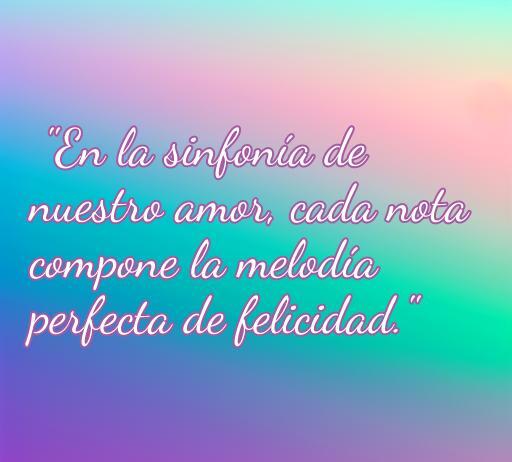 Frase romántica sobre el amor y la felicidad en un fondo colorido. Frases de amor lindas e curtas perfectas para compartir.