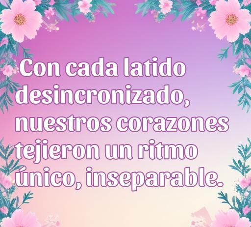 Frase de amor que expresa la conexión única entre corazones, perfecta para ilustrar microcuentos románticos y frases de amor.