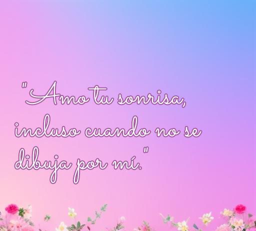 Frase emocional sobre el amor no correspondido: 'Amo tu sonrisa, incluso cuando no se dibuja por mí.' Ideal para expresar sentimientos profundos de tristeza y añoranza en el amor no correspondido.