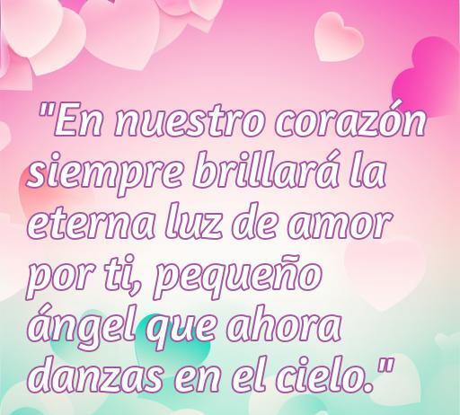 Frase conmovedora sobre el amor eterno hacia bebés fallecidos, destacando la luz del amor por ellos y su presencia en el cielo, ideal para un artículo sobre frases de amor para bebés muertos.
