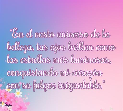 Frase romántica para enamorar a chicas guapas, destacando la belleza y el brillo de sus ojos, ideal para expresar amor y afecto.