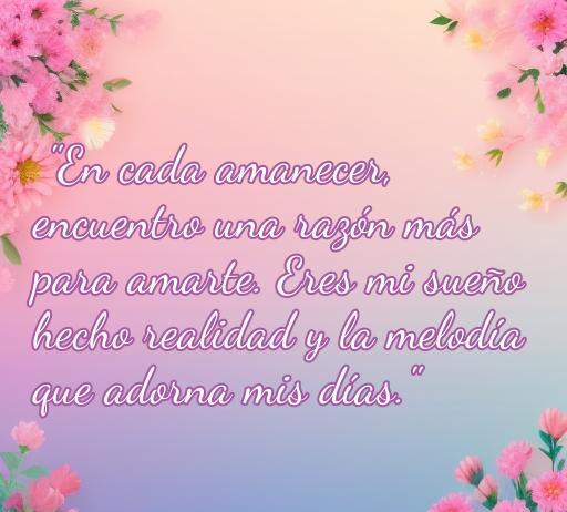 Frase romántica para Facebook: 'En cada amanecer, encuentro una razón más para amarte. Eres mi sueño hecho realidad y la melodía que adorna mis días.' Frases de amor para compartir y dedicar.